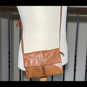 Lucky brand New Leather Crossbody Bag, Cognac brown.